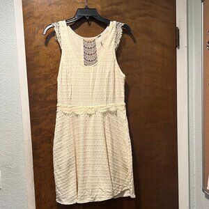Free People Ivory Lace Tank Mini Dress Cream Sleeveless Boho Size M Lightly Used